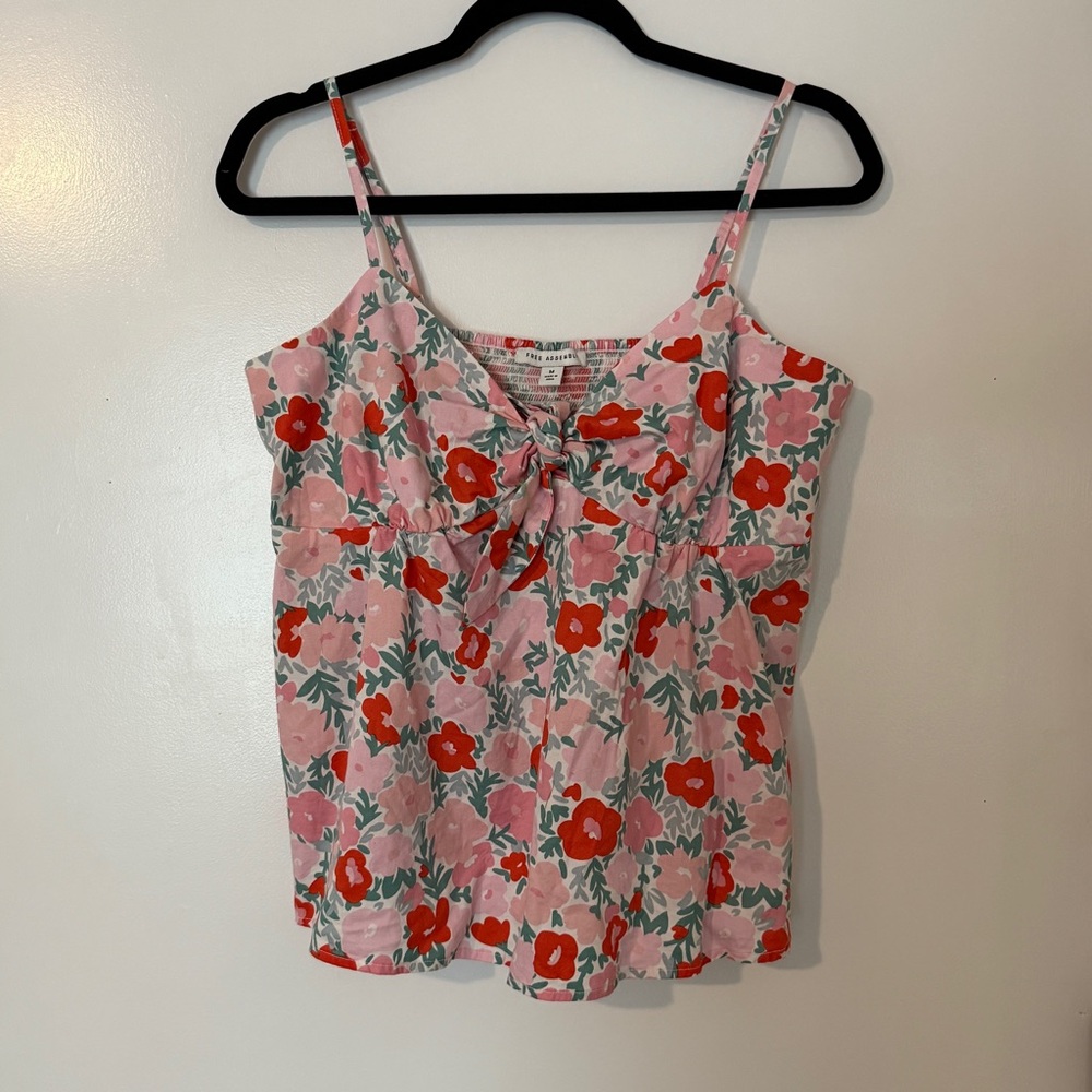 Free Assembly Pink Floral Tank Top Blouse